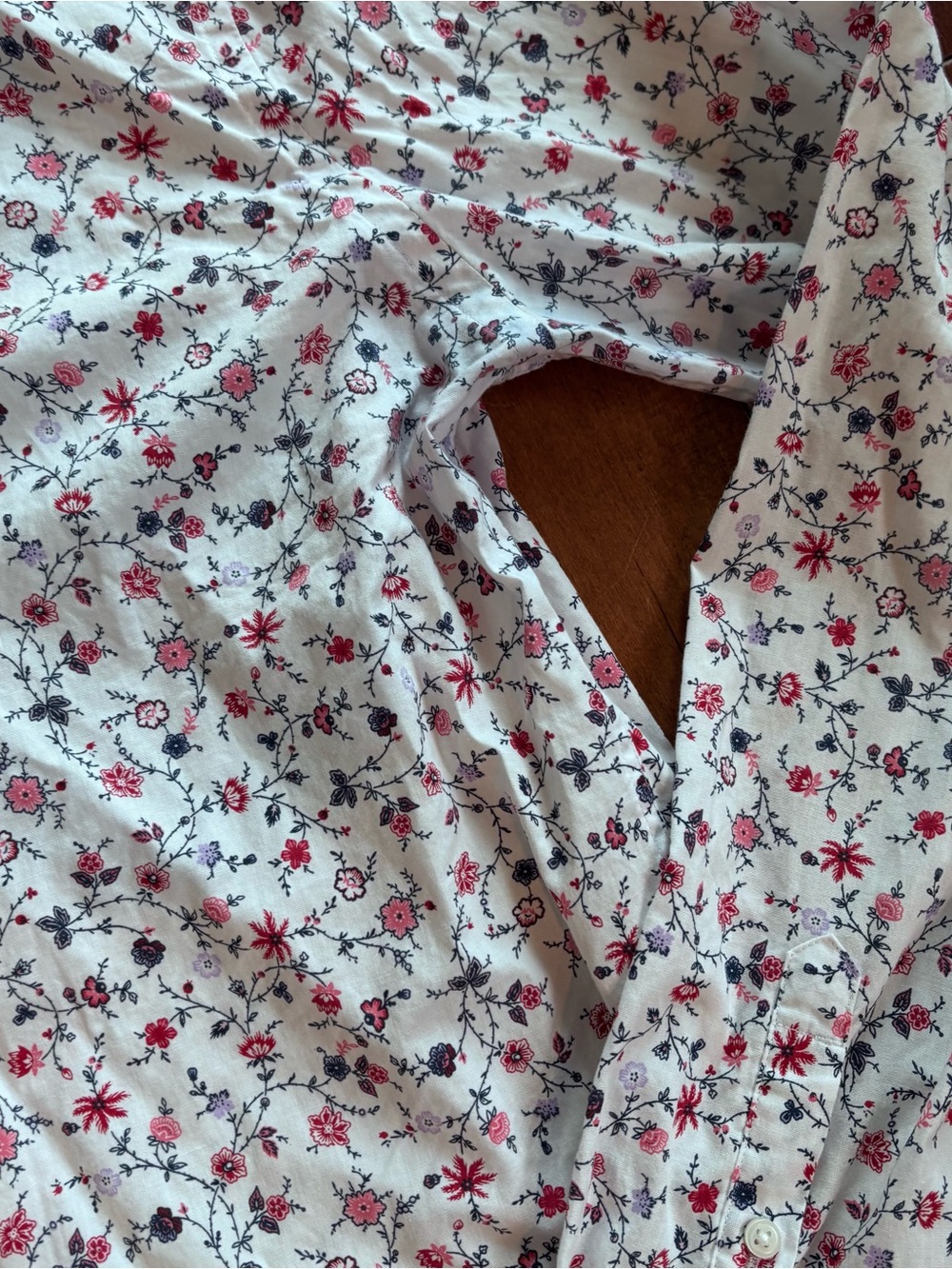 Express White Button-Down Shirt with Red & Black Floral Print - Picture 3 of 9